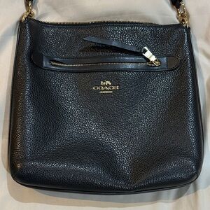 Coach Pebbled Black Leather Shoulder Bag